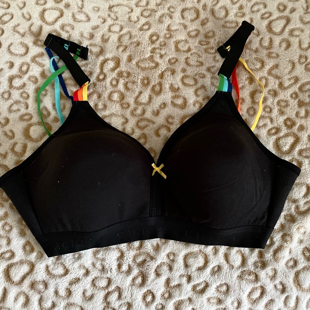 Black Women's Bra with Colorful Straps